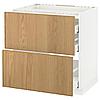 METOD МЕТОД / MAXIMERA МАКСИМЕРА Напольн шкаф/2 фронт пнл/3 ящика, белый/Экестад дуб, 80x60 см