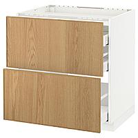 METOD МЕТОД / MAXIMERA МАКСИМЕРА Напольн шкаф/2 фронт пнл/3 ящика, белый/Экестад дуб, 80x60 см