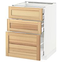 METOD МЕТОД / MAXIMERA МАКСИМЕРА Нплн шк 3 фрнт/2нзк/1срд/1вс ящ, белый/Торхэмн ясень, 60x60 см