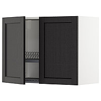 METOD МЕТОД Навесной шкаф с посуд суш/2 дврц, белый/Лерхюттан черная морилка, 80x60 см