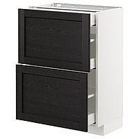 METOD МЕТОД / MAXIMERA МАКСИМЕРА Напольный шкаф/2фасада/3ящика, белый/Лерхюттан черная морилка, 60x37 см