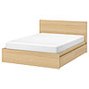 MALM МАЛЬМ Каркас кровати+2 кроватных ящика, дубовый шпон, беленый/Лурой, 180x200 см