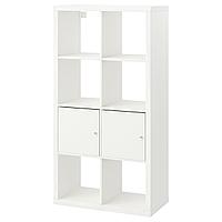 KALLAX КАЛЛАКС Стеллаж с 2 вставками, белый, 77x147 см