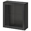 None Стеллаж со стеклянн дверью, черно-коричневый/Глассвик черный/прозрачное стекло, 60x22x64 см