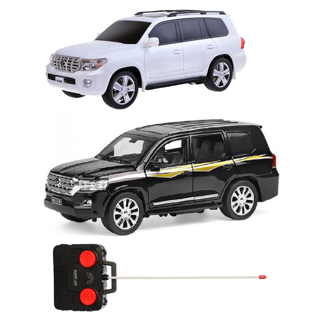 Радиоуправляемая машина Toyota Land Cruiser Prado 200 с аккумулятором (черный/белый)