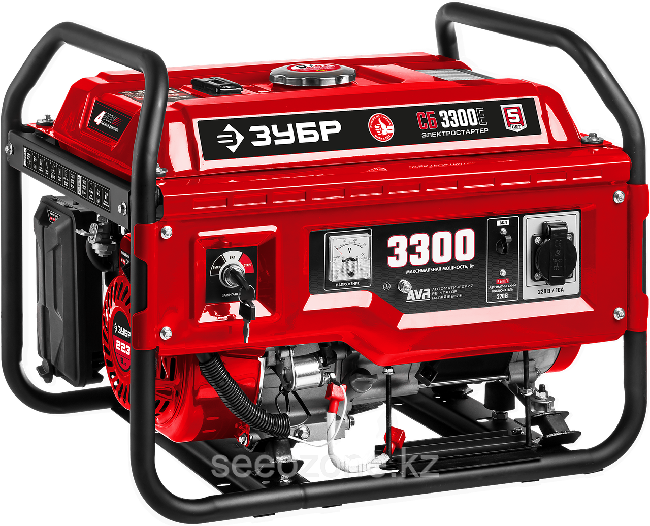 Бензиновый генератор ЗУБР, 3.3 кВт, с электростартером,  серия "Мастер" (СБ-3300Е)