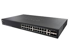 Коммутатор Cisco 550X, 24xGE (PoE), 2xSFP+, 2 комбо-порта 10GE [SF550X-24MP-K9-EU]