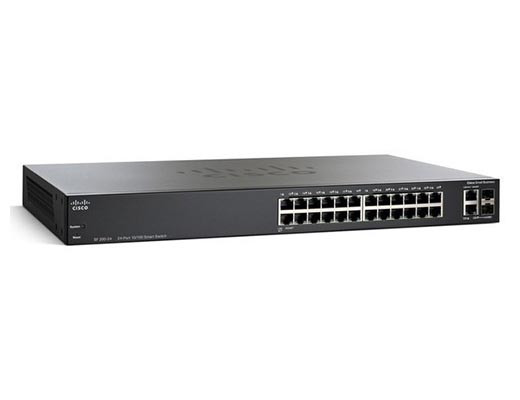 Smart коммутатор Cisco, 24 порта 10/100 Мб/с RJ-45 [SF250-24P-K9-EU]