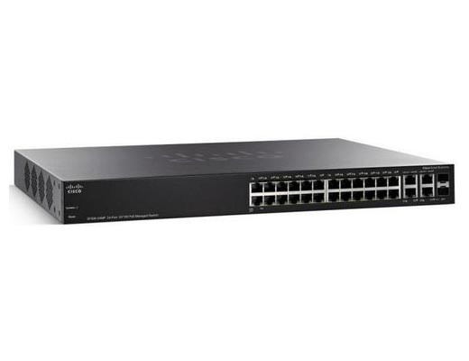Управляемый коммутатор Cisco, 24 порта 10/100 Мб/с RJ-45 [SF350-24MP-K9-EU]