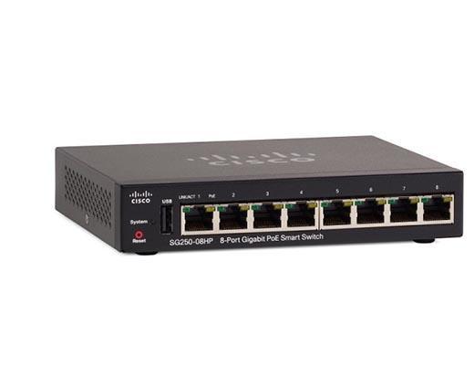 Smart коммутатор Cisco, 8 портов 1 Гб/с RJ-45 [SG250-08HP-K9-EU]