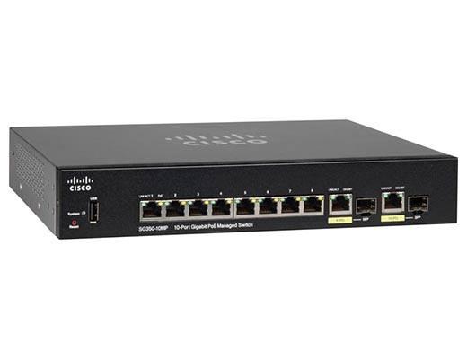 Управляемый коммутатор Cisco, 8 портов 1 Гб/с RJ-45 [SG350-10MP-K9-EU]