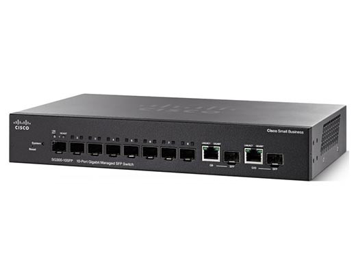 Управляемый коммутатор Cisco, 8 портов 1 Гб/с SFP [SG350-10SFP-K9-EU]