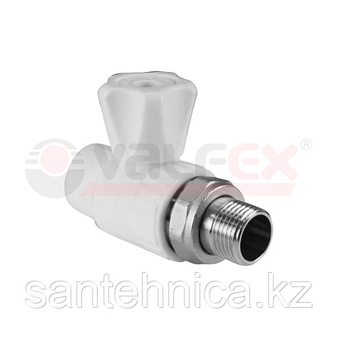 Кран PP-R для радиатора прямой Дн 25*1/2" Белый, фото 2