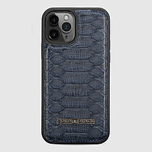 Чехол для телефона iPhone 12/12 Pro питон тёмно-синий