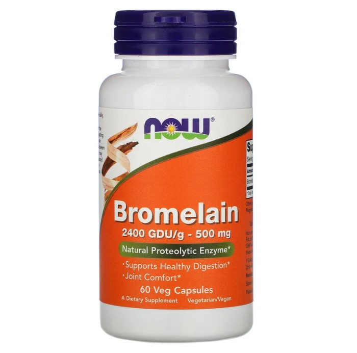 Now Foods, Bromelain, 500 мг, 60 растительных капсул - фото 1 - id-p88054367