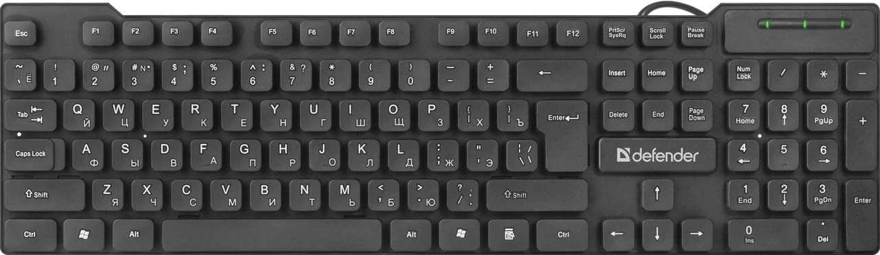 Клавиатура проводная Defender Element HB-190 USB RU,черный,полноразмерная - фото 1 - id-p87881458