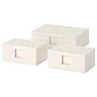BYGGLEK БЮГГЛЕК LEGO® контейнер с крышкой, 3 шт., белый,