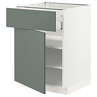 METOD МЕТОД / MAXIMERA МАКСИМЕРА Напольный шкаф с ящиком/дверью, белый/Бодарп серо-зеленый, 60x60 см