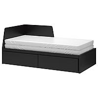 FLEKKE ФЛЕККЕ Каркас кровати-кушетки с 2 ящиками, черно-коричневый, 80x200 см