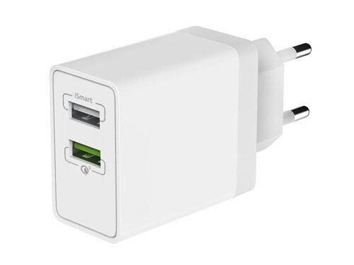 Зарядное устройство сетевое OLMIO 2USB, QC3.0+Smart IC, 30W