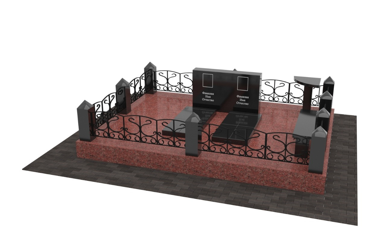 Гранитный комплекс комбинированный с оградой ( черный Шанси, красный Кордайский гранит) - фото 1 - id-p88099361