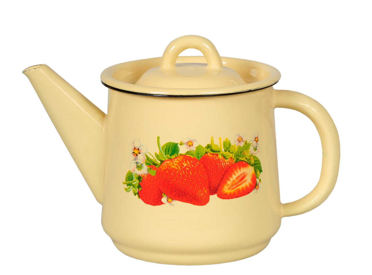 Чайник эмалированный "Клубника садовая" 1 литр