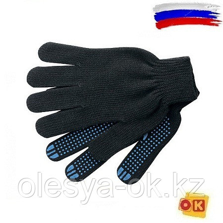 Перчатки трикотажные, ПВХ-покрытие "Точка", 10 класс, черные Россия