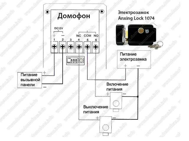 Накладной дверной замок Anxing Lock 1074 схема подключения