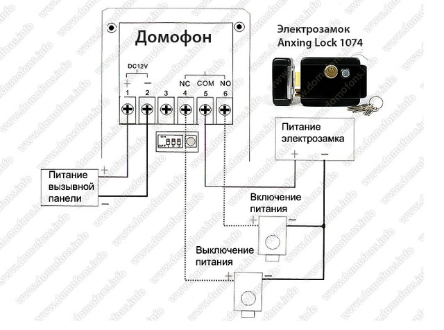 Накладной дверной замок Anxing Lock 1074 схема подключения