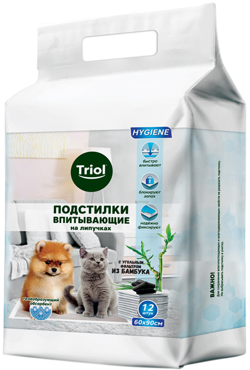Пеленки для животных на липучках Triol, 60*90 см