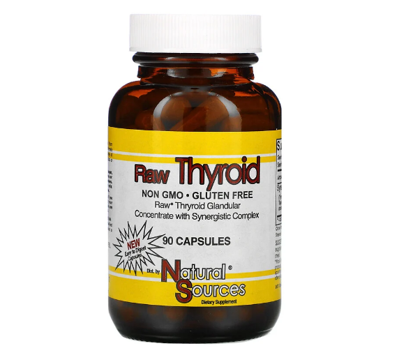 Natural Sources, Raw Thyroid, 90 капсул - фото 1 - id-p88134562