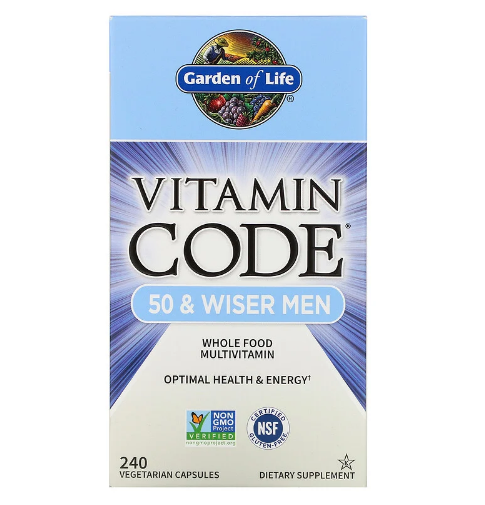 Garden of Life, Vitamin Code, мультивитамины из цельных продуктов для мужчин от 50 лет, 240 вегетарианских кап