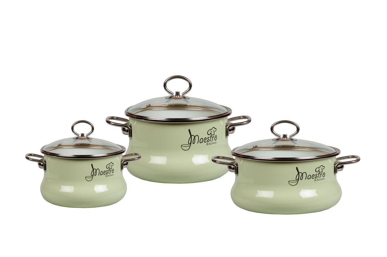 Набор посуды №13 из 3 пр. "Maestro", салат. (СтальЭмаль, Россия), фото 1