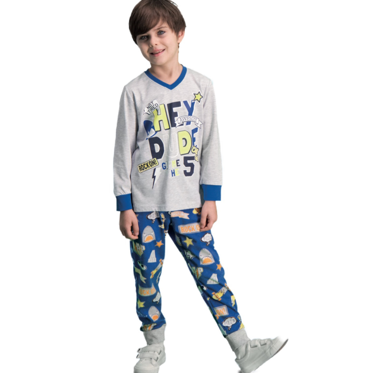 Пижама детская мальчиковая 4/104 см, Светло-серый - фото 1 - id-p88144767