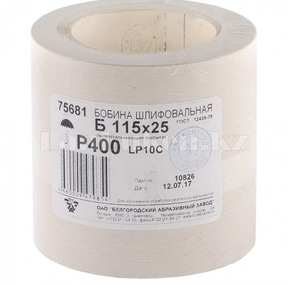 Шкурка на бумажной основе, LP10C, зерн. Р400, рулон 115мм х 25м (БАЗ) 75681 (002)