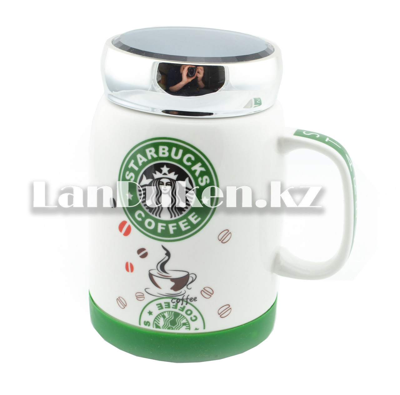 Чашки-кружки керамические с принтом Starbucks CUP для кофе и чая 350 мл зеленый