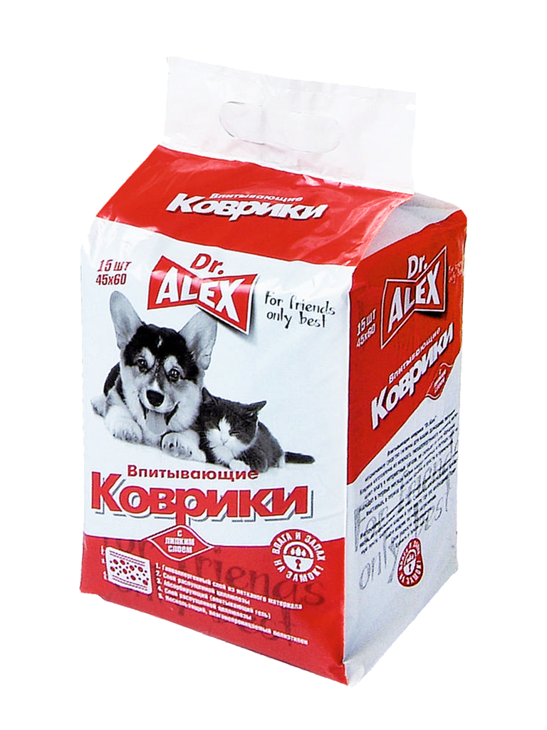 Впитывающие коврики-пелёнки для животных Dr.Alex, 45*60 см