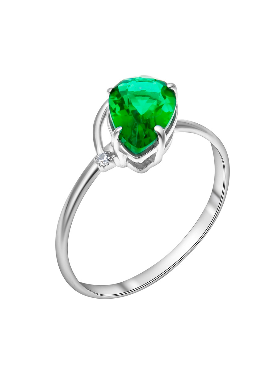 Кольцо Teosa серебро с родием, фианит, , "halo" 100-1221EM размеры - 17,5