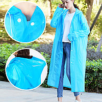 Универсальный плащ-дождевик с капюшоном на кнопках многоразовый  Eva Raincoat 00158 синий