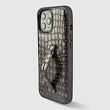 Чехол для телефона iPhone 12 Pro Max с ремешком-держателем серый