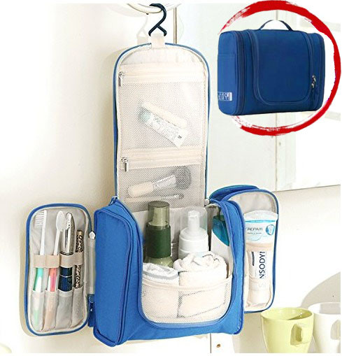 Органайзер для хранения косметики и аксессуаров складной подвесной Wosh bag синий, фото 1