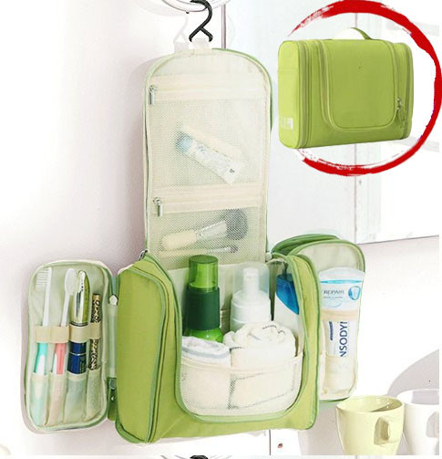 Органайзер для хранения косметики и аксессуаров складной подвесной Wosh bag зеленый