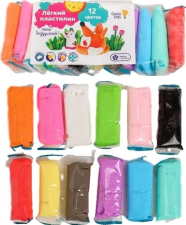 Лёгкий пластилин Genio Kids 12 цветов - фото 2 - id-p76686575