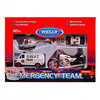 Игрушка Welly набор "Служба спасения - полиция"  4 шт.