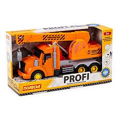 Профи автомобиль-кран инерционный со светом и звуком оранжевый в коробке