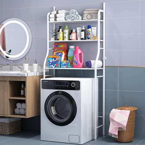 Стеллаж напольный в ванную для хранения вещей над стиральной машиной/унитазом (Белый / под стиральную машину) - фото 1 - id-p88227447