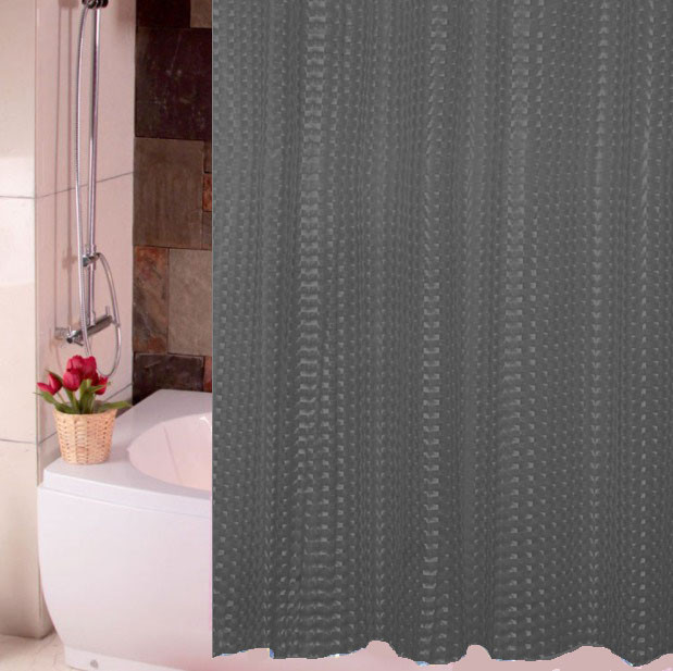 Водонепроницаемая шторка для ванной полупрозрачная 3D Shower curtain 180x180 см черная, фото 1