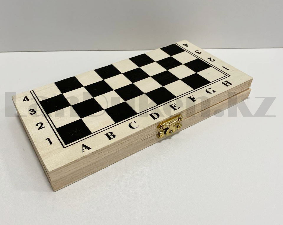 Мини Шахматы, шашки и нарды пластиковые 3 в 1 деревянная доска 21х20,7 см - фото 5 - id-p88281153
