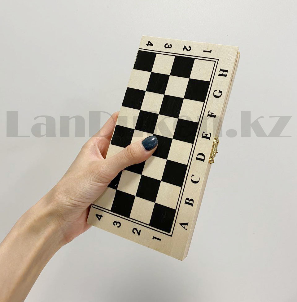 Мини Шахматы, шашки и нарды пластиковые 3 в 1 деревянная доска 21х20,7 см - фото 8 - id-p88281153