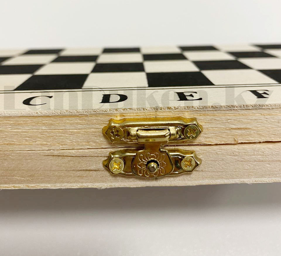 Мини Шахматы, шашки и нарды пластиковые 3 в 1 деревянная доска 21х20,7 см - фото 7 - id-p88281153